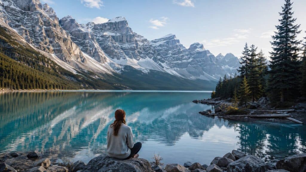 Kanadische Rockies mit Bergen, klaren Seen für eine entspannte Reise